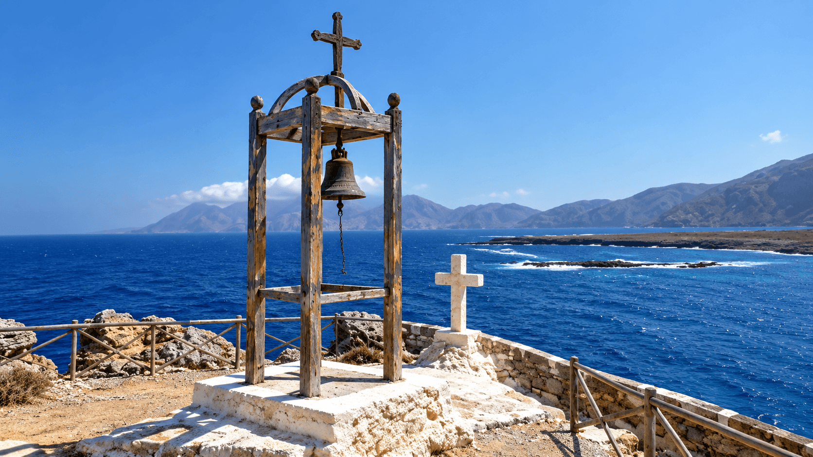 Insenatura isolata vista dall'alto sulla costa nord di Karpathos